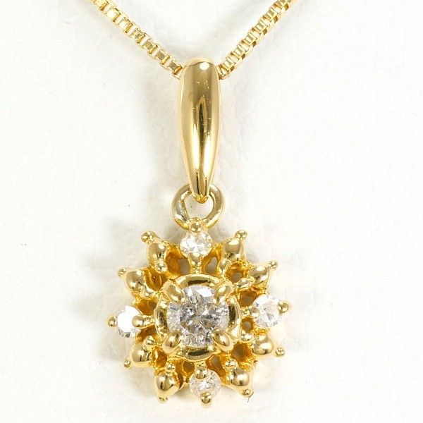 K 18 YG ネックレス necklace ダイヤ 0.08 総重量約1.6 g 約42 cm