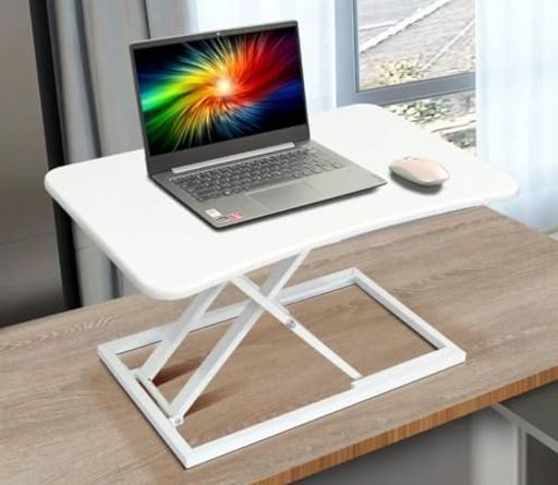 スタンディングデスク卓上SHUWEIガス圧昇降式テーブル静音昇降式デスク机上天板サイズ73 x 47 cm無段階高さ調整昇降範囲6~40 cm組立不要耐荷重20 kgモデルSW-003白色