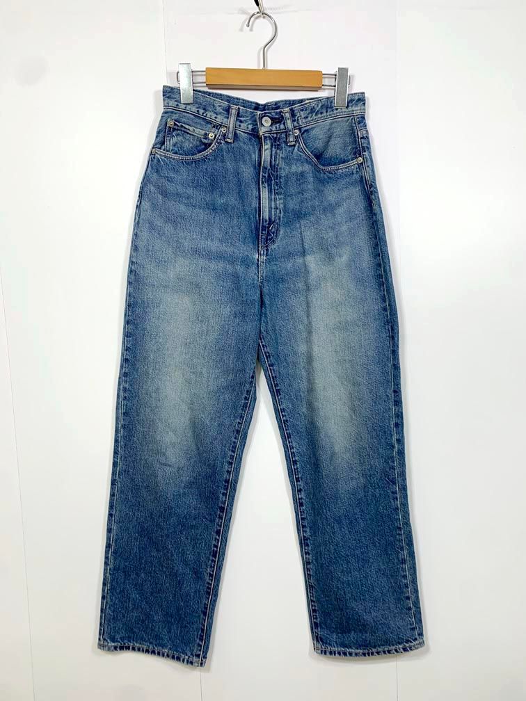 KURO クロデニム OPTIMA WASH ハイウエスト ワイド デニムパンツ size 27|青 ◎レディース