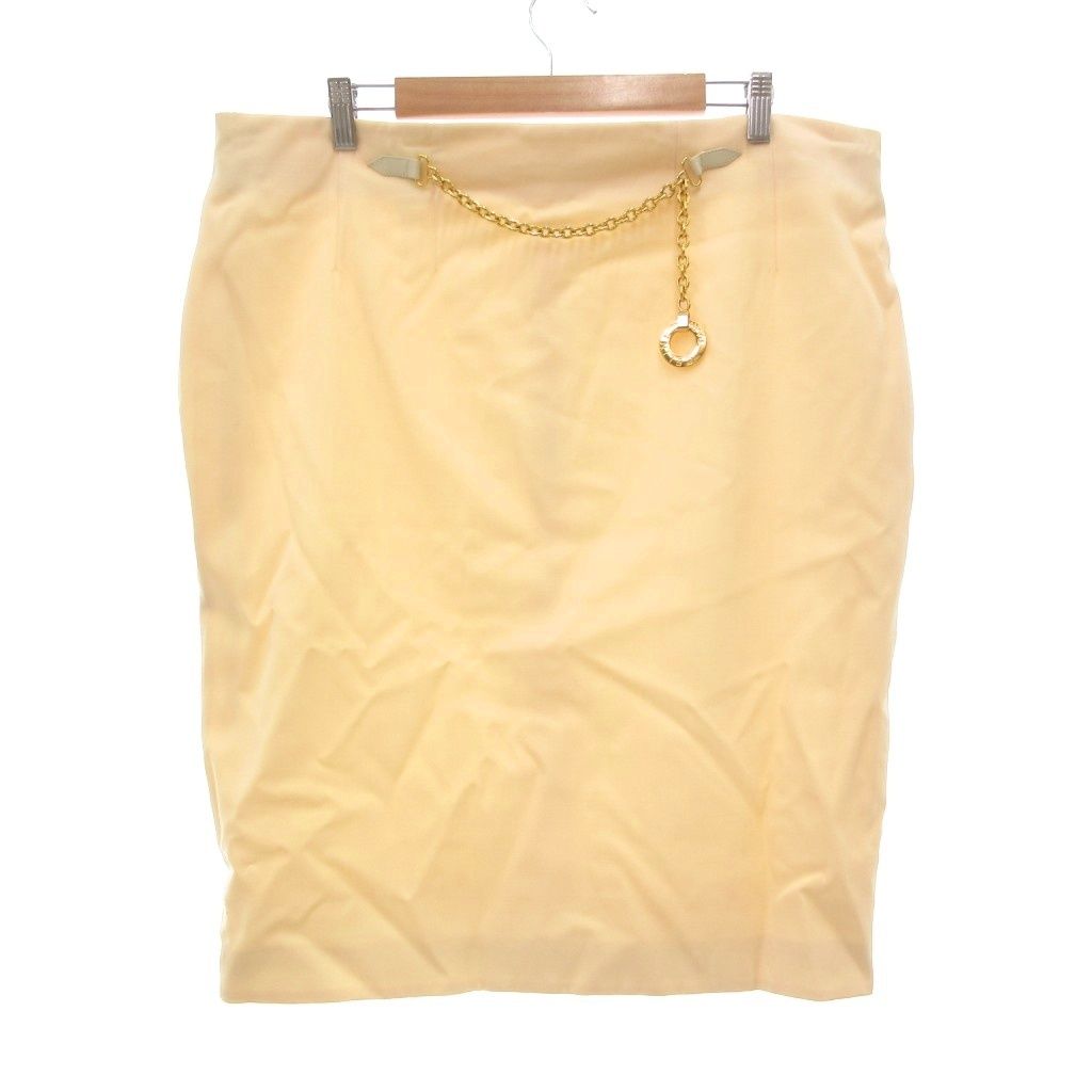 セリーヌ CELINE ヴィンテージ 正規 スカート ひざ丈 44 クリームカラー |UO