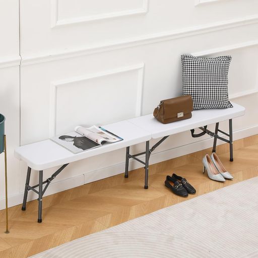 ガーデンベンチ長椅子折りたたみベンチアウトドア屋外用ベンチチェアフォールディングベンチ185 x 30 43 cm庭 ピクニック キャンプ パーティーホワイト