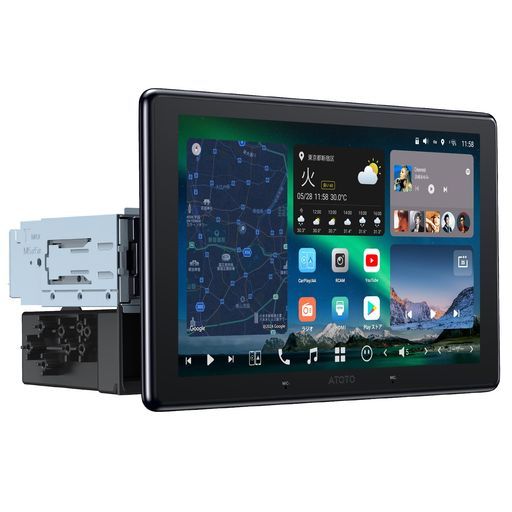 10インチQLED ndroidカーナビ8 G 128 1 DIN-2 DINフローティングディスプレイ オーディオ一体型ナビ 無線CarPlay-AndroidAuto SIM対応4