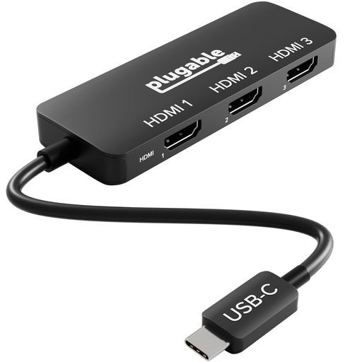 PlugableUSB-CtoHDMIマルチモニターアダプター トリプル4 K 60ディスプレイ対応 ドライバ不要MSTハブ Windows|Chrome