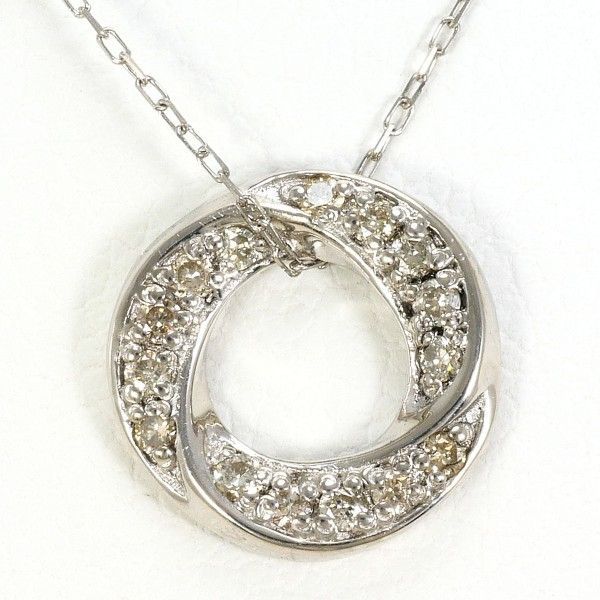 K 14 WG ネックレス necklace ダイヤ 0.20 総重量約1.7 g 約40 cm