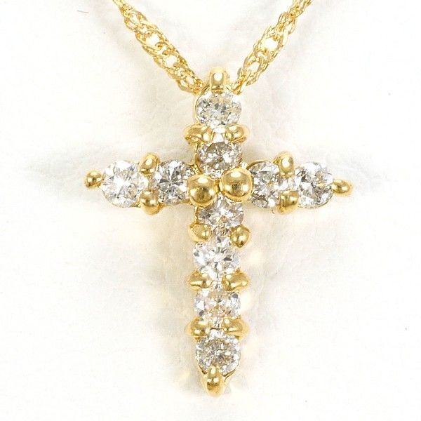 K 18 YG ネックレス necklace ダイヤ 0.15 総重量約1.2 g 約40 cm