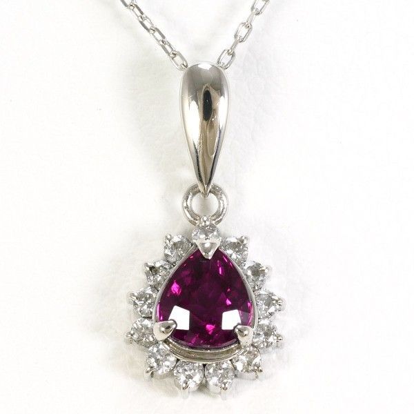 PT900 PT850 ネックレス necklace ルビー 0.53 ダイヤ 0.16 総重量約