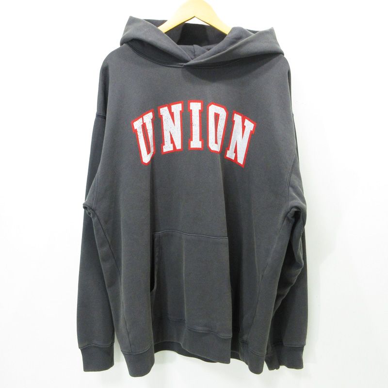 UNION | ユニオン IVY HOODIE アイビーフーディ 25 加工ロゴプリント長袖パーカー KHL-412-030 グレー ブラック系 VINTAGE BLACK サイズ XXL 103