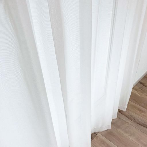 カエイレース ミラーレースカーテン 組 日本製 ボーダー調程よい透け感ミラー効果風を感じる美しい編み目光を適度に採り入れる飽きの来ない無地調 巾150 x丈253 cm ホワイト