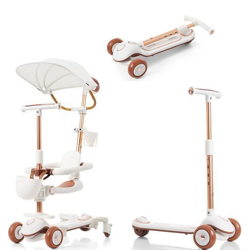 OSJキックボード折りたたみキックスクータースクーター3輪子供用三輪車ライト付き子供キッズフットブレーキ光る座り立ちハンドル高さ調整シート4段階スピーカー付き