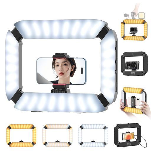 UlanziU 200 LEDリングライト撮影ライトスマホビデオリグ自撮りライト2500 K-8500 K色温度8000 mAhバッテリー1|4インチネジスマホホルダー付きスマートフォン用ケージスマホ用ビデオスタビライザー… 長期使用向け 床置きタイプ