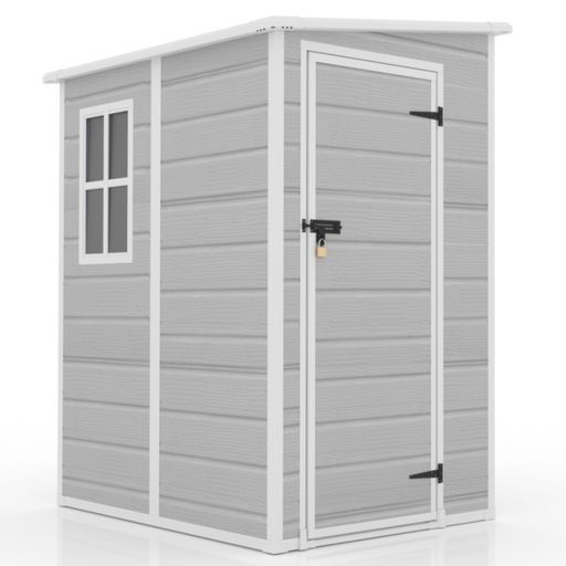 OSJ物置樹脂製屋外大型戸外収納庫大容量窓付き保管庫ガーデニング斜め屋根幅122 cm奥行150 cm高さ192 cm