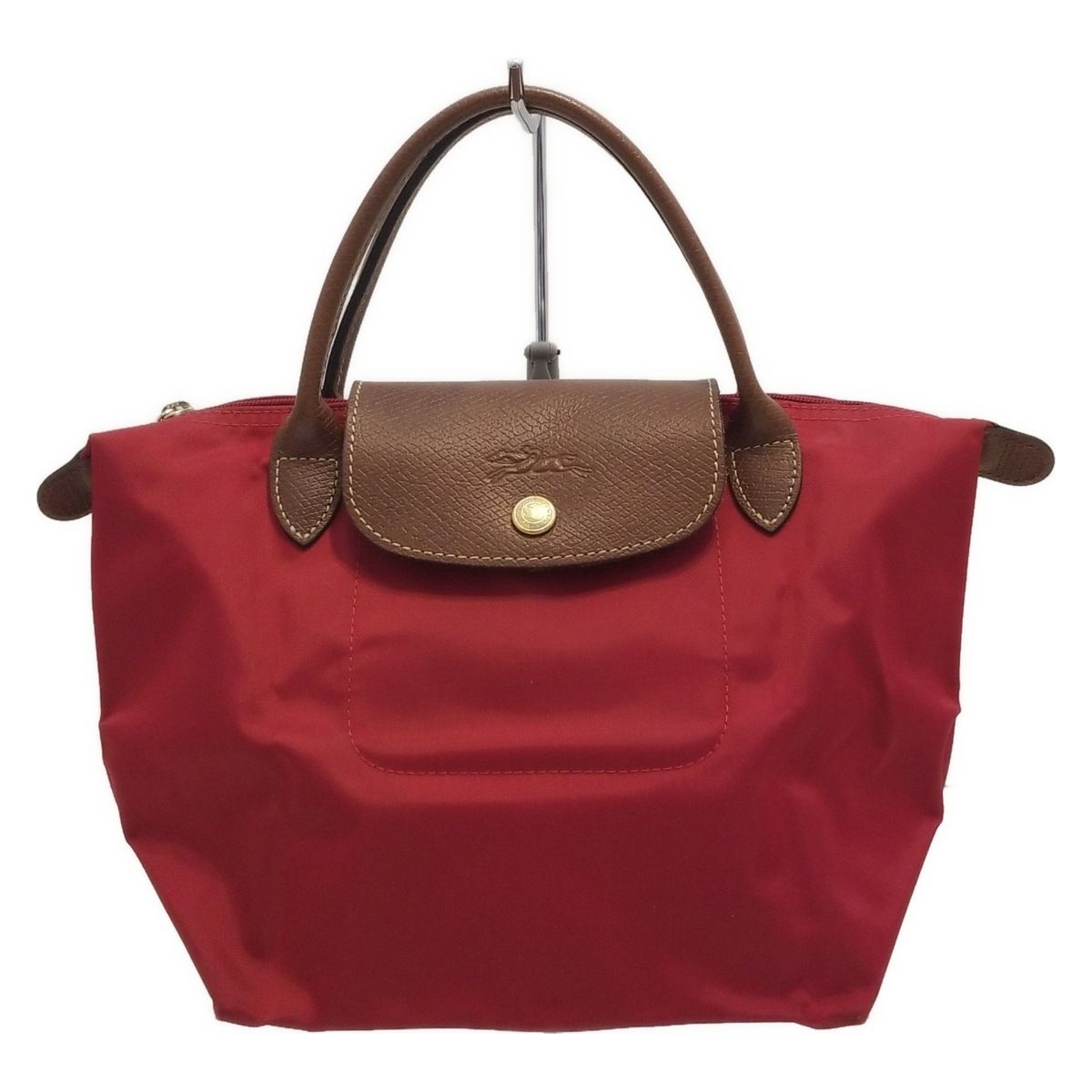 LONGCHAMP ロンシャン ハンドバッグ ル プリアージュオリジナル レッド×ダークブラウン 折りたたみ レザー