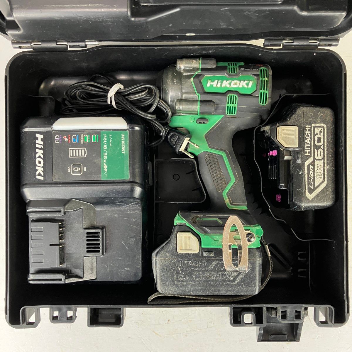 ЗЗHiKOKI ハイコーキ 18 v 12.7 mm インパクトレンチ バッテリーx 2 充電器 ケース付 WR DH グリーン