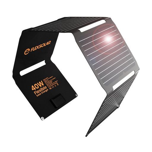 Flexsolar 40 Wソーラーパネル小型USB-C|USB-A|DC出力ソーラー充電器チャージャー折り畳み式薄型超軽量太陽光パネル防水防塵地震災害停電対策キャンプアウトドアPhone|Pad|Android|LG対応