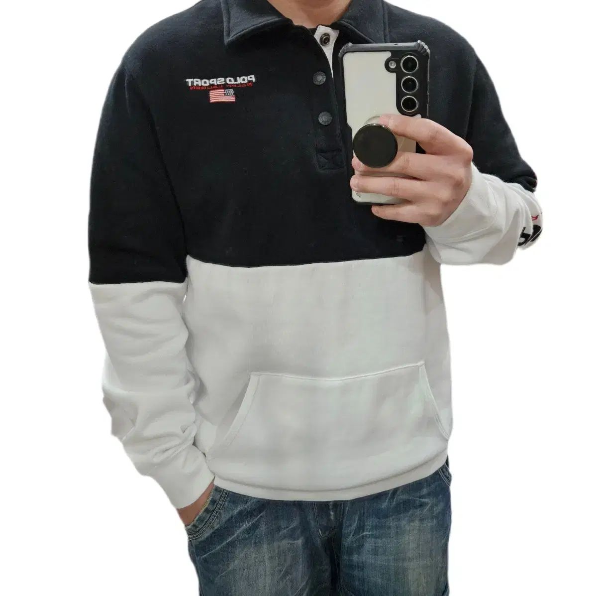 ポロ スポーツ ブラック 白 KARA 起毛 スウェット