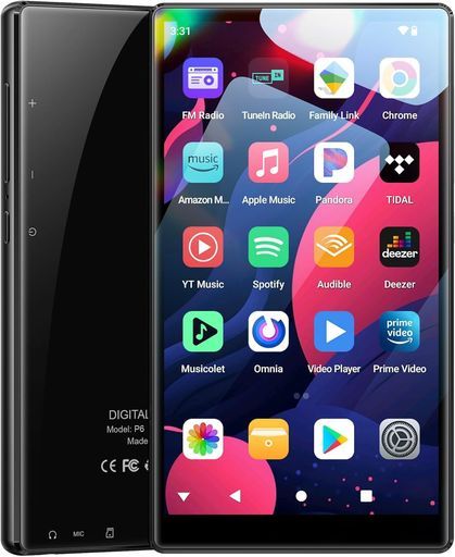 Fanvace 96 GBAndroid 13 MP 3プレーヤーBluetooth 5.0 WiFi搭載音楽プレーヤー8コア2500 mAhバッテリー内蔵5インチタッチスクリーン1080 PHD動画再生スピーカー内蔵ブラック