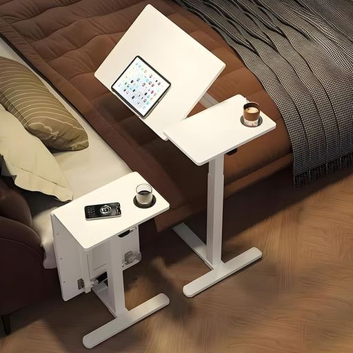 ZOOBLYサイドテーブルガス圧昇降高さ69-106 cm隙間に入る低床キャスター無段階高さ調節角度調整可折りたたみ360°回転幅80 cmナイトテーブルベッドテーブルPCテーブル在宅勤務食事介護テーブ…