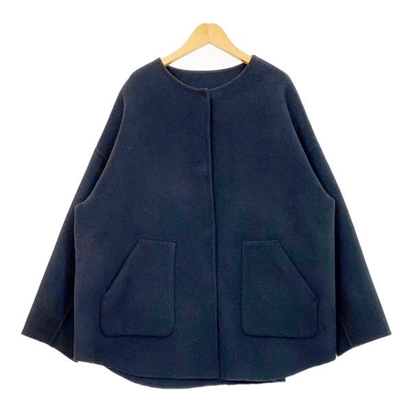 Squady MMN スカディ ウール ノーカラー ジャケット コート EW-261216 別注 シンプル レディース サイズ2 ブラック アウター IL 17672
