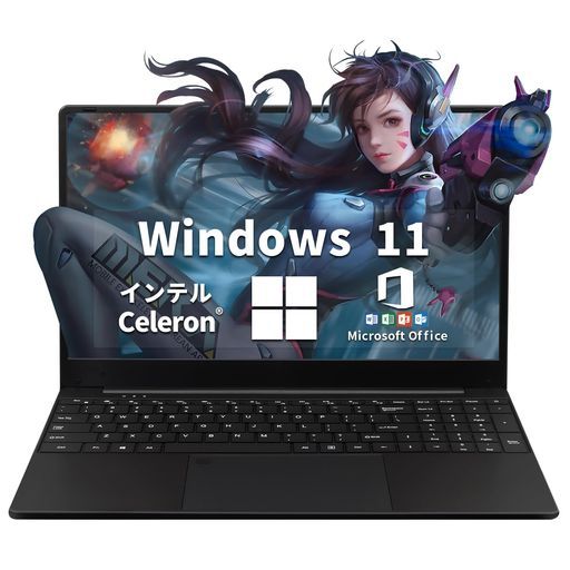 BINTECノートパソコン15.6型FHD薄型軽量ノートPC本体1.5 kg|16 Gメモリ高速SSD|Windows 11-Office 2019初期設定不要|インテル第11世代Celeron高速静音CPU|1920*1080