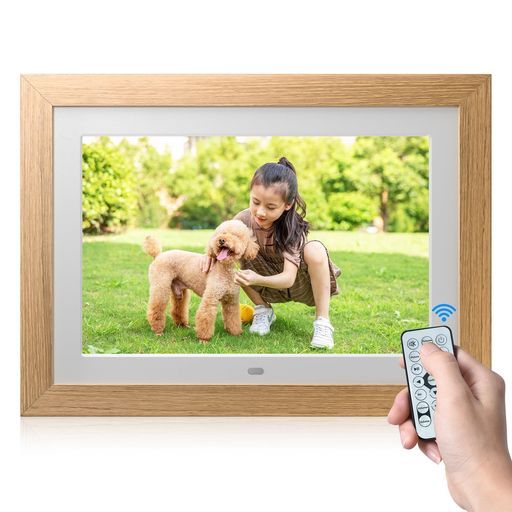 2025新型 BWJBSWデジタルフォトフレーム10.1インチ1280 x 800 WiFiなしリモコン付き写真|動画再生256 GBSDカード|USBメモリ対応自動回転取り外し な木製フレームSDカードは別途 が必要