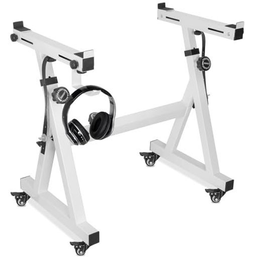 Rxakudedoキーボードスタンドキャスターキーボードスタンドz型調節 スライドレール付き操作が簡単 ホワイト