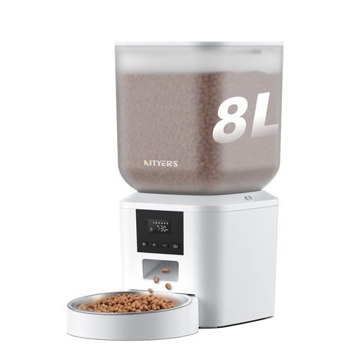 自動給餌器猫犬用8 L大容量定時定量自動えさやり器猫1日6回給餌|1〜50ポーション設定餌詰まり防止設計2 WAY給電ステンレス製ボウル手入れ簡単操作簡単録音機能付き手動給餌可日本語説明書…