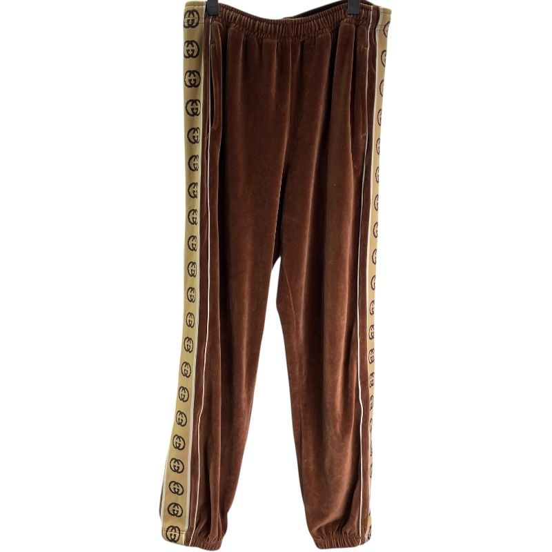 グッチ GUCCI サイドロゴルーズショニエールトラックパンツ 574097 ブラウン ベロア メンズ パンツ
