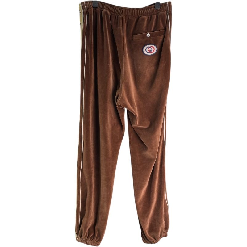 グッチ GUCCI サイドロゴルーズショニエールトラックパンツ 574097 ブラウン ベロア メンズ パンツ