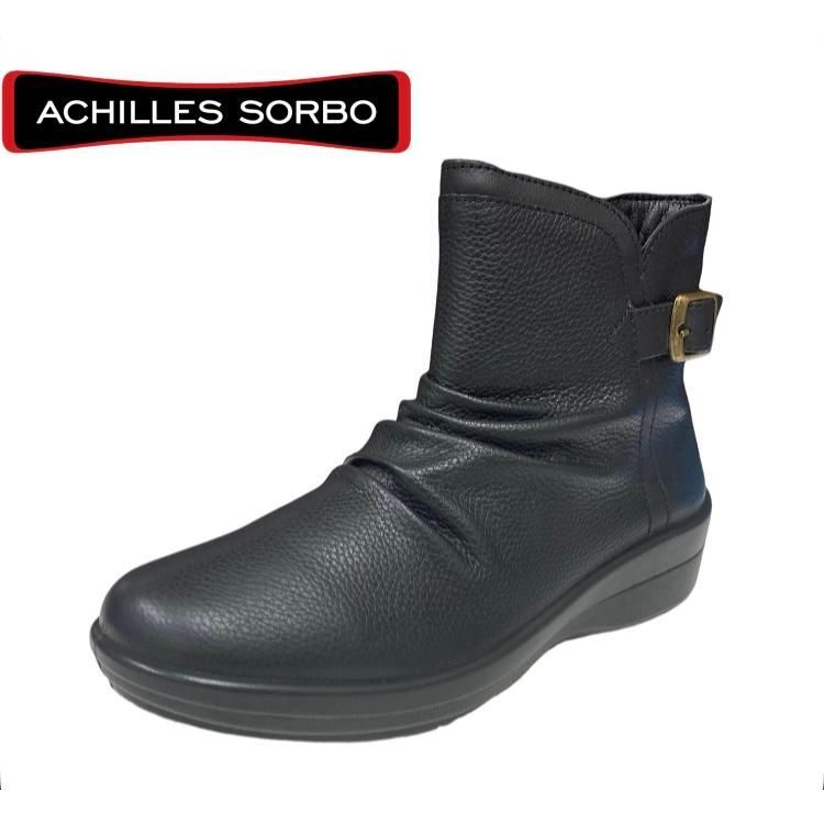 ウインターブーツ アキレスソルボ AWC 4220 黒 幅広 4 E レディース 本革 防滑 歩きやすい