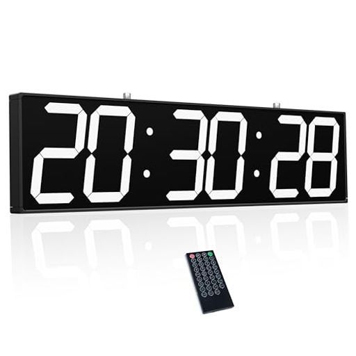 インチ両面デジタル壁掛け時計 タイマー 温度 日付表示など多彩な機能 廊下 駅 病院などの大型壁掛け時計 ホワイト