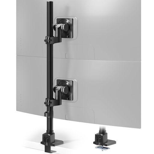 大型モニターアーム2画面シングル57インチ 2~27 kg対応|湾曲モニター2~22 kg対応 VESA規格対応ロングポールデスクマウント高さ調整 スチール製コンパクト1関節ブラックAC 80-20 P