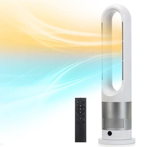 扇風機 冷暖房兼用 羽なし タワーファン8段階送風-3段階温風切替左右80°首振り2秒速冷9 Hタイマー静音大風量冷風機強力省エネ電気代 転倒自動OFF過熱保護ホットアンドクールスポ…