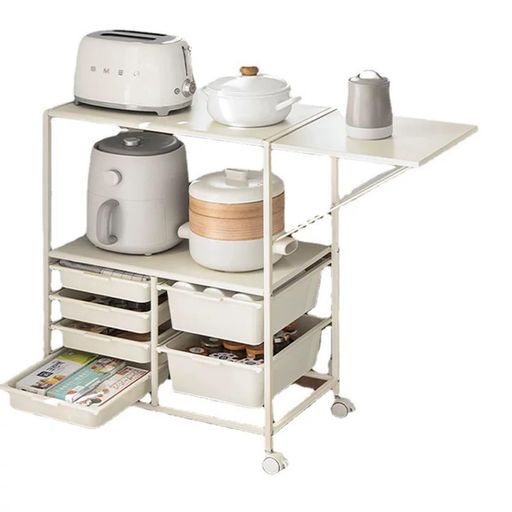 ZOOBLYレンジラックレンジ台キャスター付き幅63~100 cm大型レンジ対応スライド棚可動式天板引き出し付きキッチンラック食器棚オープンラックキッチンカウンター省スペースおしゃれ北欧