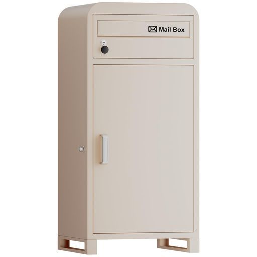 複数投函 |ポスト一体型|大容量 VARNIC宅配ボックス組み立て不要屋外大容量宅配BOX防水 防錆据え置きベース マグネットシート付き郵便受け盗難防止両開扉戸建て用個人宅 ベージ…