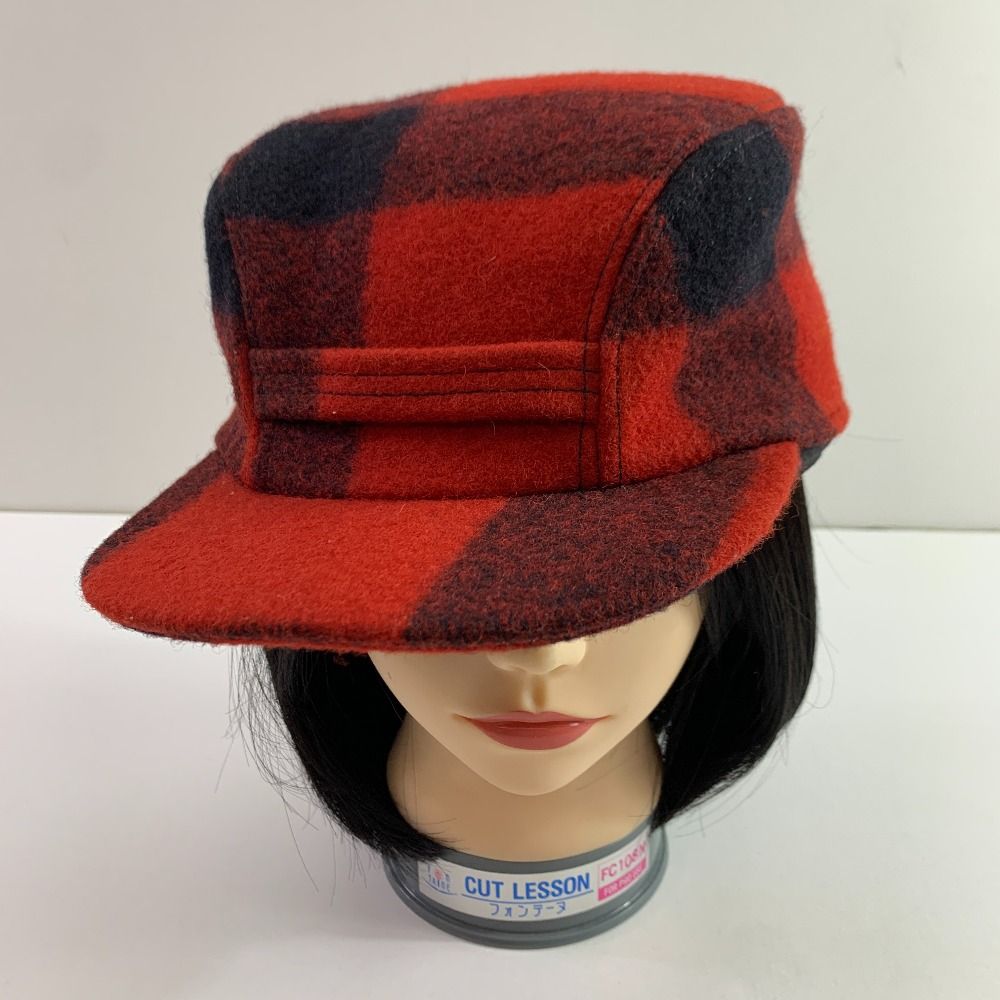 04 w 5707▽ FILSON フィルソン キャップ チェック柄 レッド USA メンズ XLサイズ ウール 帽子
