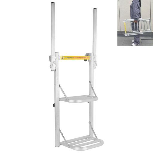 Bokuyokuトラック用荷台はしご折り畳み携帯性両側手すり付きトラック昇降ステップ2段軽トラ重量 2.85 kgアルミ製ハシゴトラックステッパートラック昇降設備荷積み荷降ろし荷物運搬荷台へ…