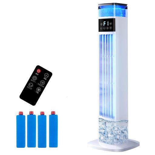 Saluyar 新型 冷風機加湿器1台2役95 cm高さタワーファン扇風機冷風扇強力送風冷風扇風機静音自動首振り3段階風量調整スポットクーラー省エネ24 Hタイマームードライト冷風モード保冷…