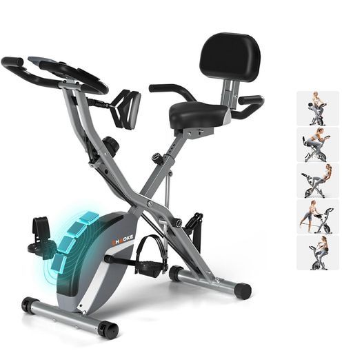 CHAOKEフィットネスバイクエアロバイクトレーニングバイク 5-in-1版-5年保証 静音折りたたみ16段階負荷LCDディスプレイ-心拍数メーター付き-大型サドルコンパクト収納軽量タブレットトレ…