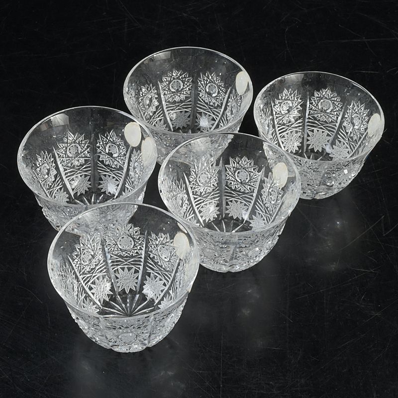 BOHEMIA ボヘミアクリスタルグラス 酒盃 煎茶器 5客 箱付 C S543