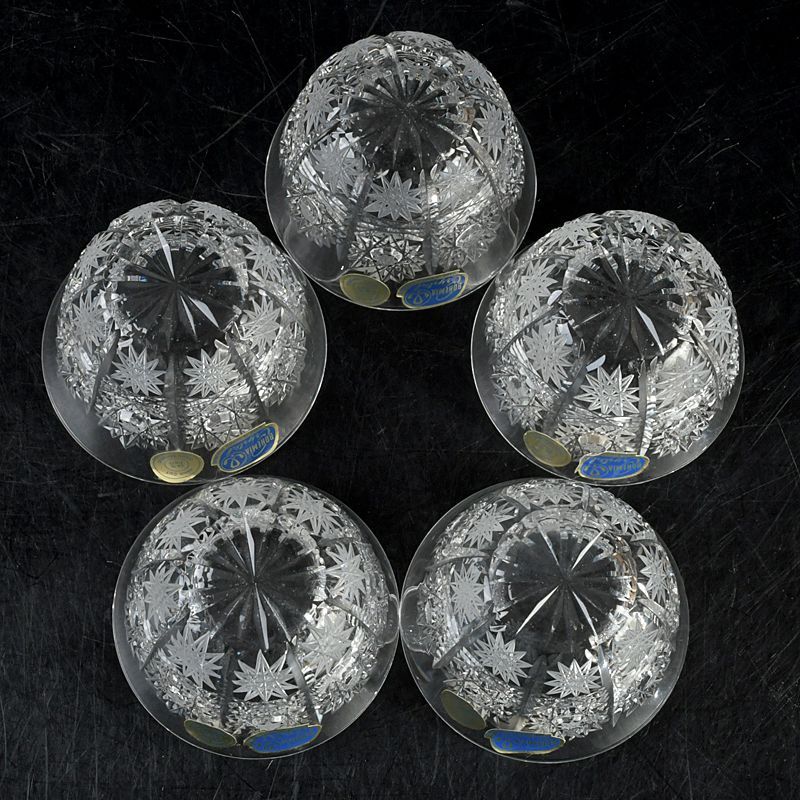 BOHEMIA ボヘミアクリスタルグラス 酒盃 煎茶器 5客 箱付 C S543