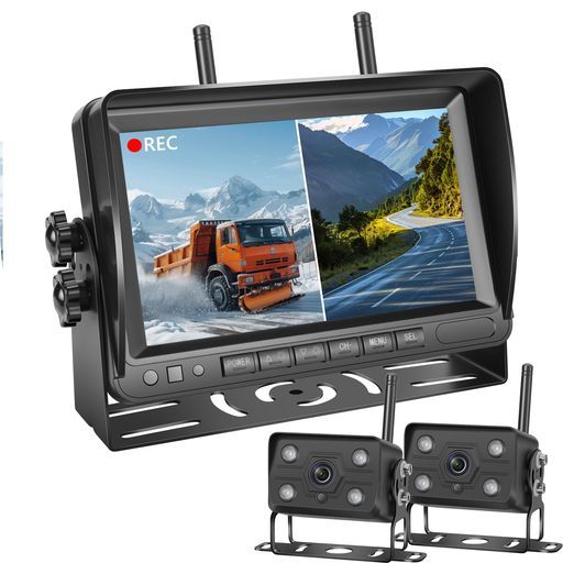 Tonowu録画機能付きワイヤレスバックカメラモニターセット7インチバックモニターワイヤレストラック用バックモニター24 vデジタル信号ループ録画4方向画面反転 ガイドライン微調整DC 12…