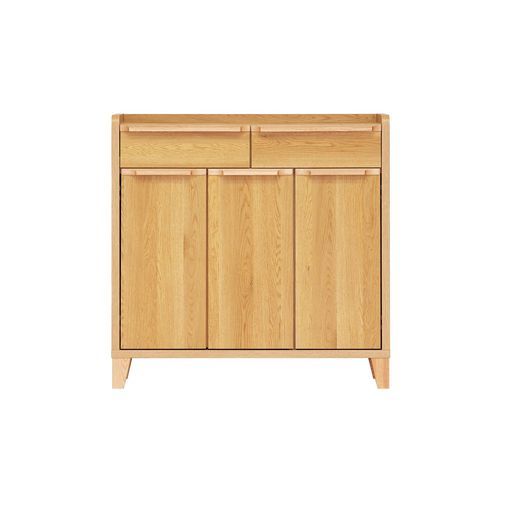 サイドボードスリムキャビネット収納棚オーク幅90 x奥行31.5 x高さ79 cm 446453