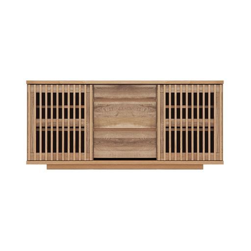 サイドボードキャビネット収納棚縦格子オーク幅150 x奥行44.5 x高さ68 cm 446412