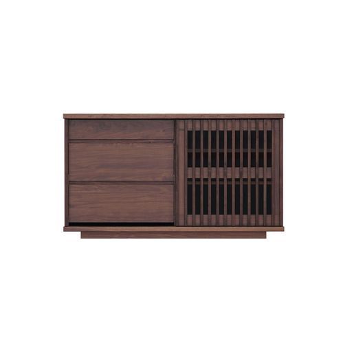 サイドボードキャビネット収納棚縦格子ウォールナット幅120 x奥行44 5 x高さ68 cm 446411