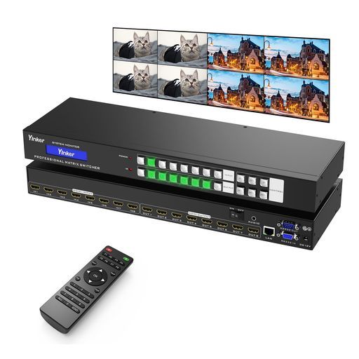 4 KHDMI 8入力8出力マトリックススイッチ8 x 8 Webコントロール-3.5 mm音声エクストラクタ付き K 30 HzラックマウントHDMIマトリックススイッチャスプリッタ8イン8アウト リモート対応