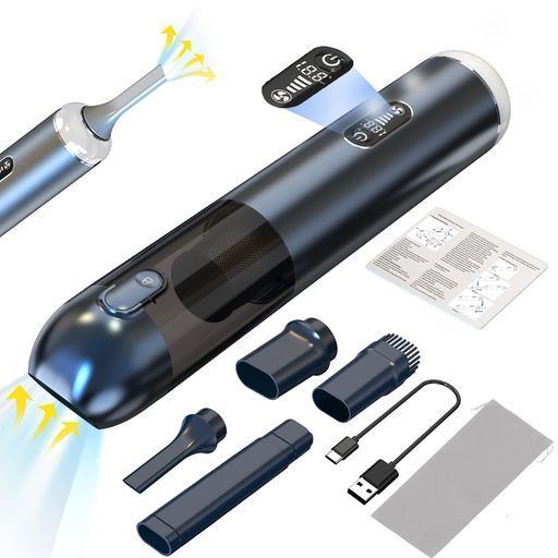 TEZILON車用掃除機ハンディクリーナー多機能ミニ掃除機コードレス車用カークリーナーOLED画面付き充電式18000 PA強力吸引力LED照明ハンディ掃除機低騒音対策小型クリーナー真空機能対応コン…
