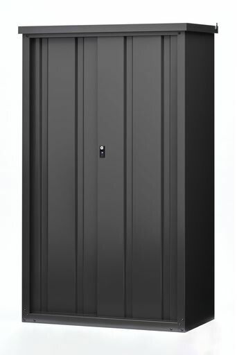 グリーンライフ物置収納庫屋外大型 日本製 棚板 鍵付き 長尺収納可 幅92 x奥行48.5 x高さ154 cm アッシュグレー錆に強い調整 な可動棚HSB-153 AGY