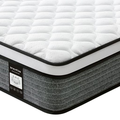 Inofiaマットレスダブルマットレス専門ブランド高反発マットレス 厚25 cmベッドマットレスポケットコイル竹炭ラテックス体圧分散通気性抗菌防臭加工快適睡眠高耐久性圧縮梱包持ち運び…