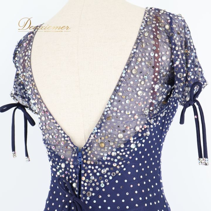 【社交ダンス】タカダンス　ネイビーレースコンビ　フリル襟　セットアップ 社交ダンス】タカダンス ネイビーレースコンビ フリル襟 セットアップ