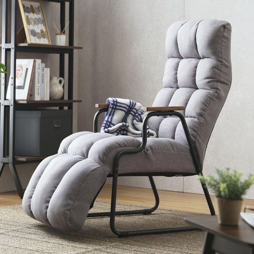 ドウシシャ全身をゆったりリラックスさせるもこもこポケットコイル一人掛けソファライトグレーESCF-GY幅57 cmx奥行80 cmx高112 cm座面高さ43 cmリクライニング一人掛けソファチェア椅子おしゃれ…